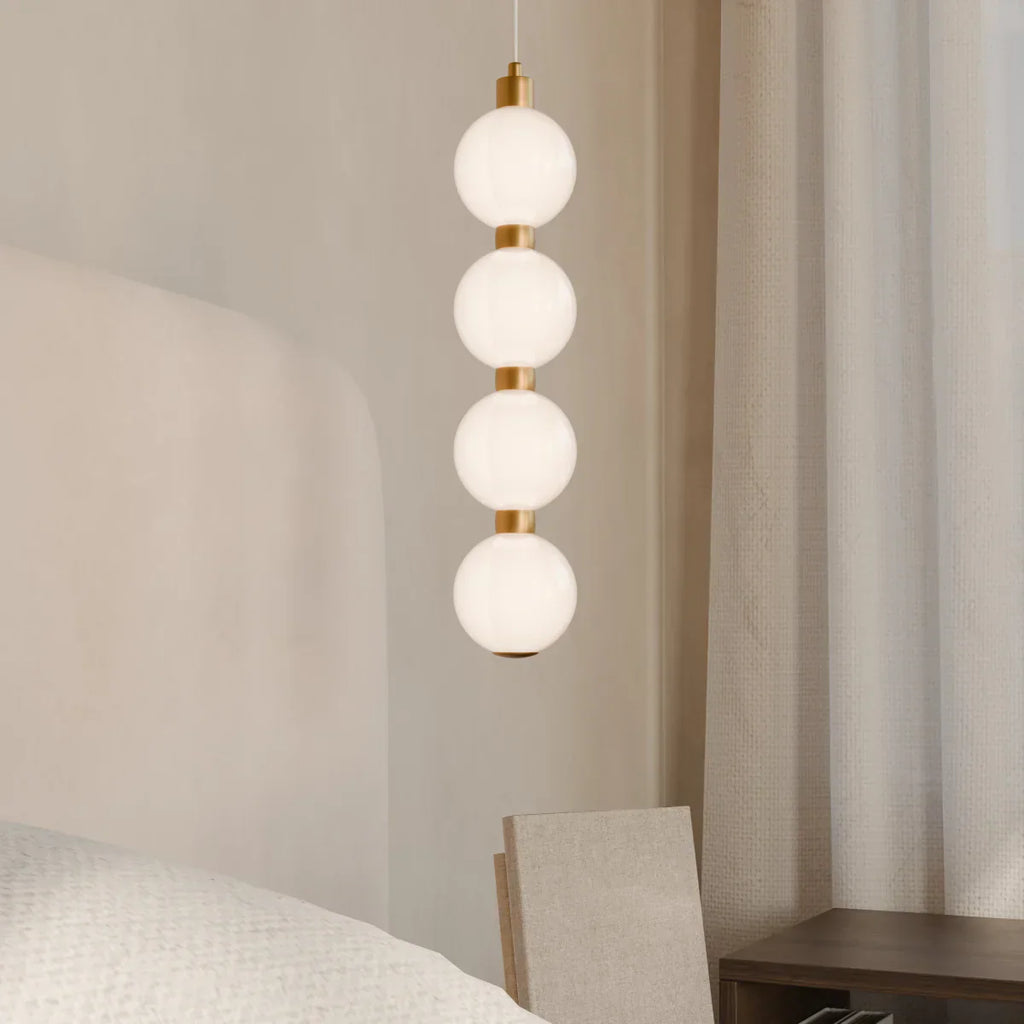 Aurora Cascade Acrylic Ball Pendant Light With Metal Accents