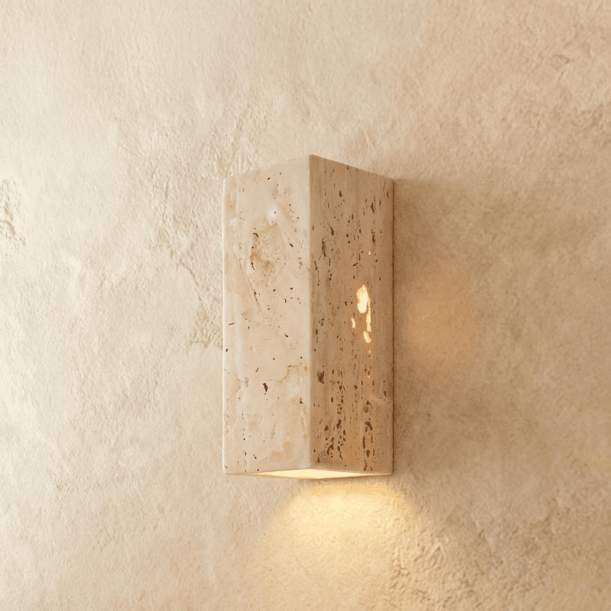 Vento travertinvägglampa gul modern kub- eller rektangulär design