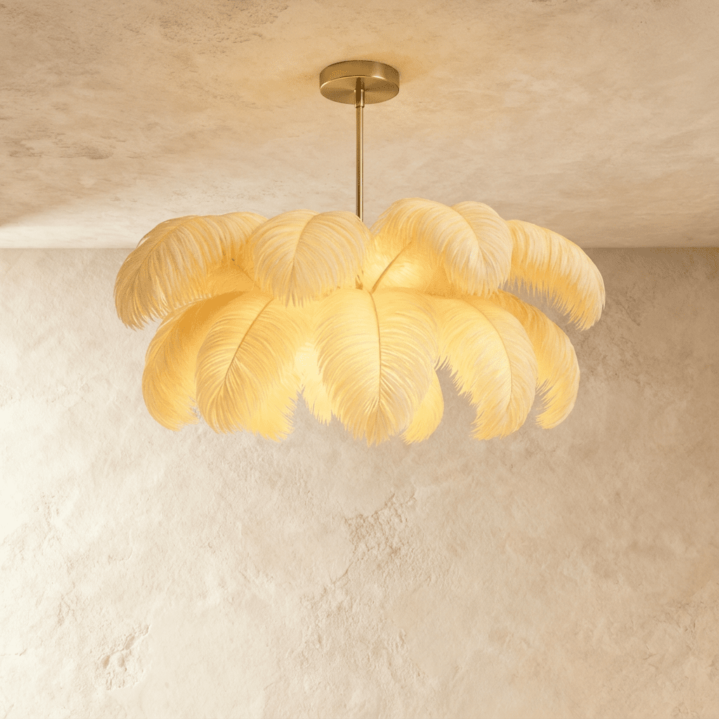 Feathered Luxe Chandelier With Soft Plume And Floating Bird Accents