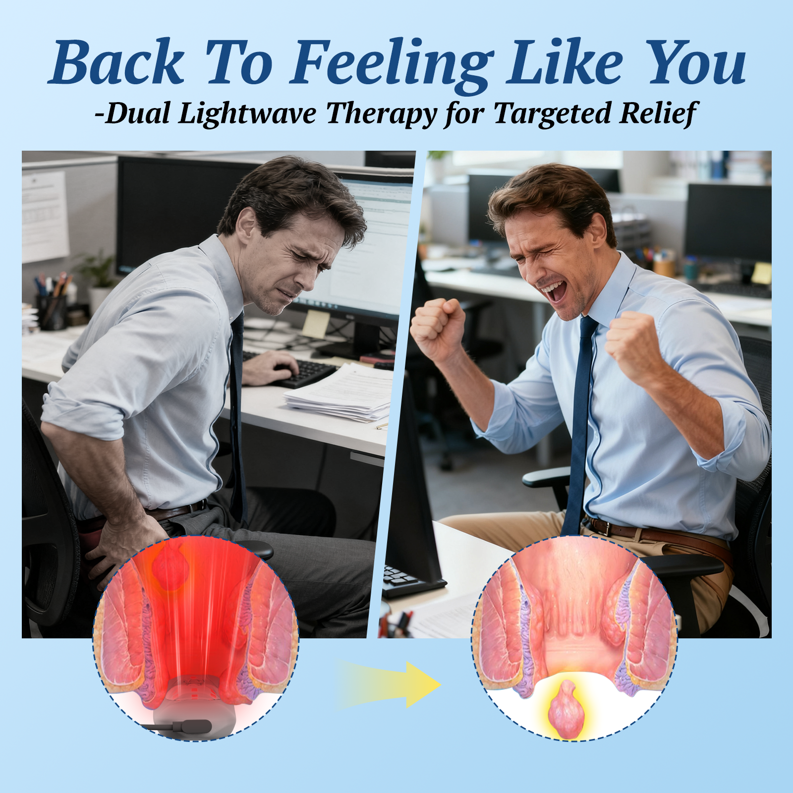 Portable Dual-Color LED Therapy Unit For Sensitive Area Relief Red And Blue