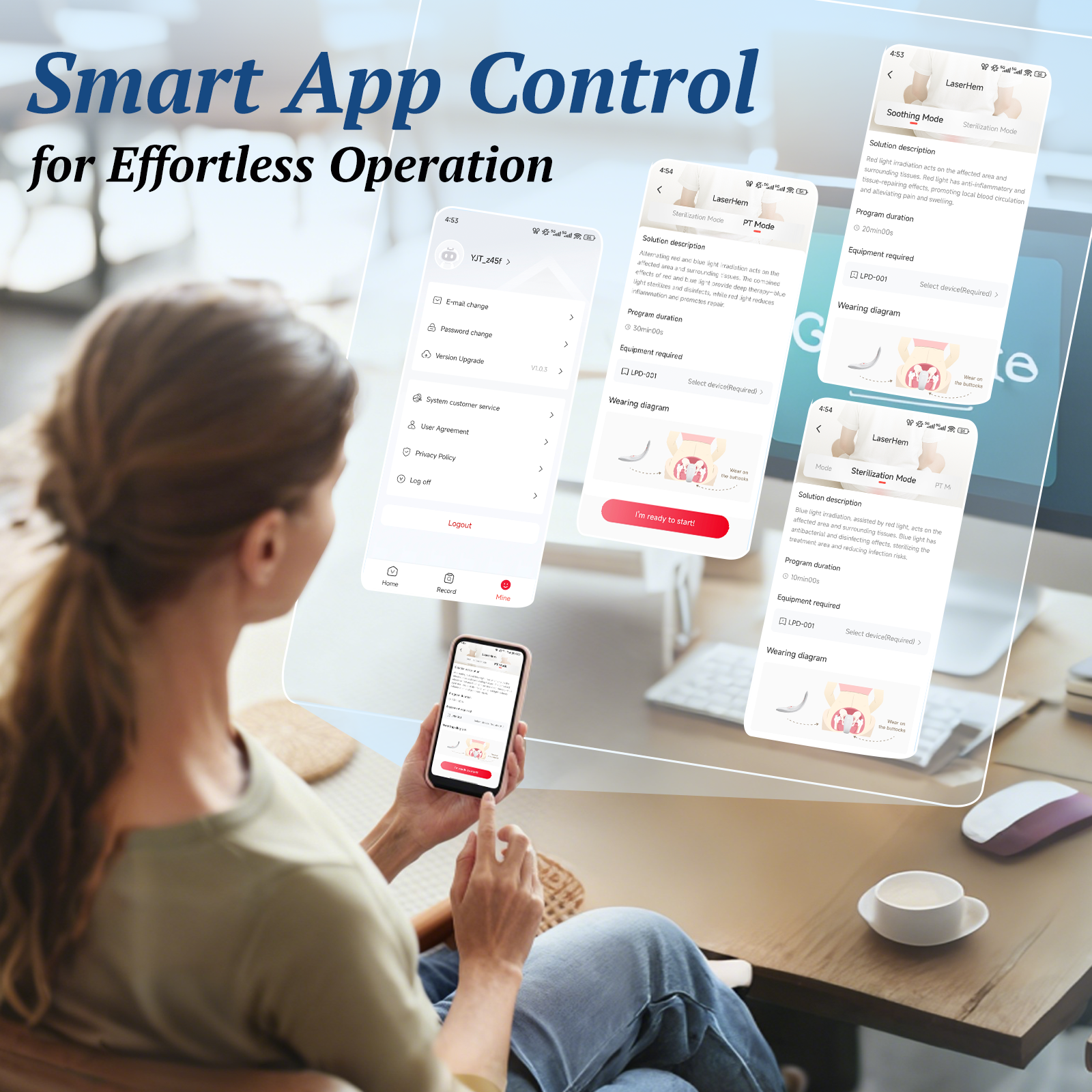 Portable Dual-Color LED Therapy Unit For Sensitive Area Relief Red And Blue