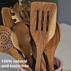 9-Piece Natural Teak Cooking Utensil Set | Fioriscas