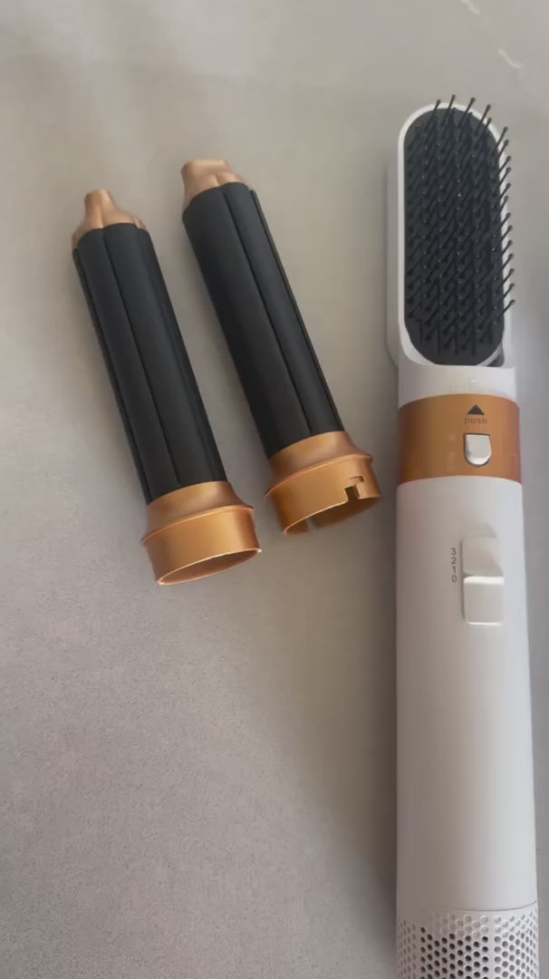 Secador-modelador de cabelo com cinco acessórios para secar, alisar, encaracolar e dar volume | Fioriscas