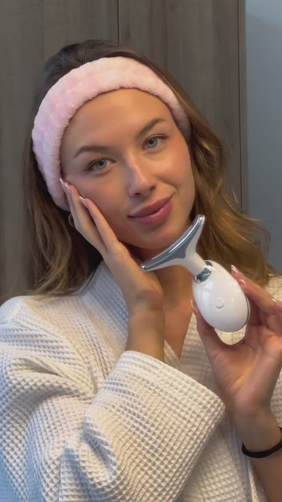 LED Facial Massager, Vibration & Heat Skincare Tool for Face and Neck