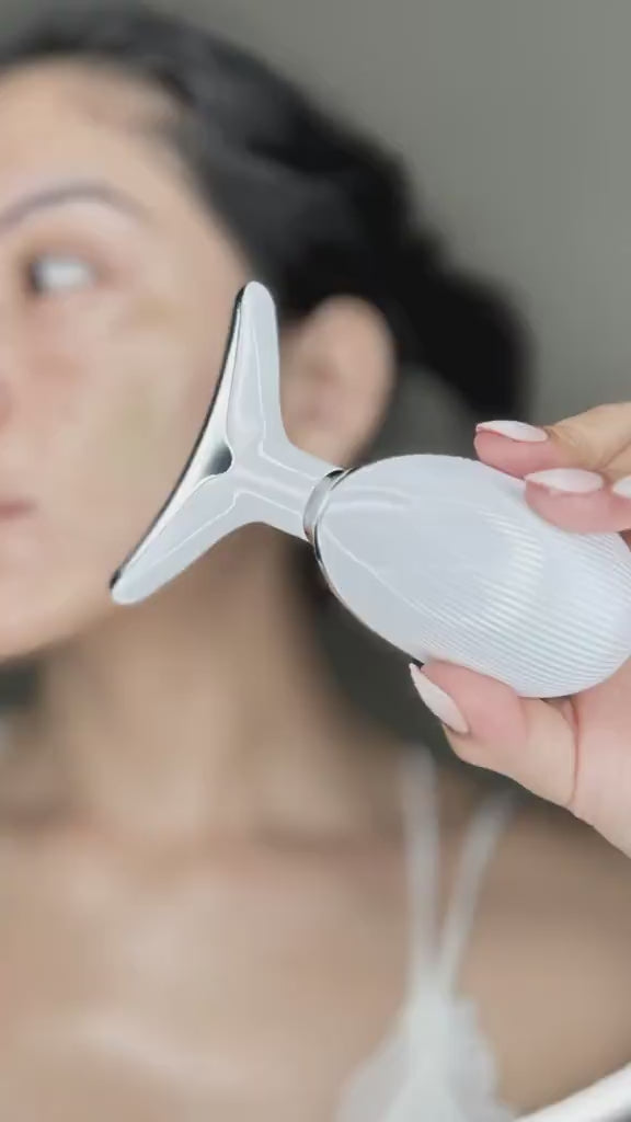 LED Facial Massager, Vibration & Heat Skincare Tool for Face and Neck