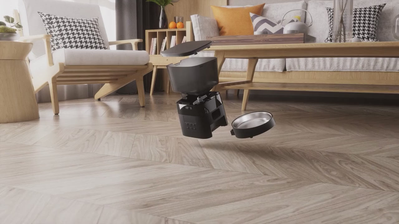 Automatisk foderautomat til kæledyr med LCD-timer, genopladelig, til hunde og katte