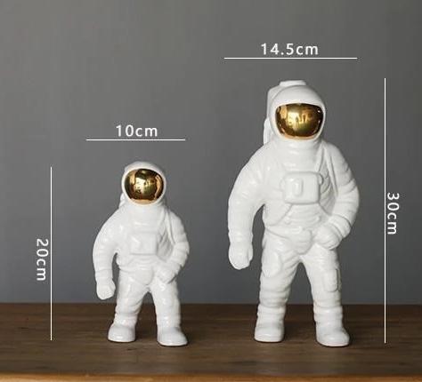 Astronautkuglevase i keramik, borddekoration med rumtema, to størrelser