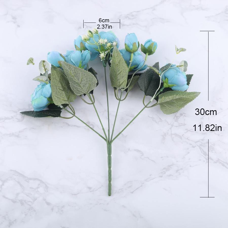 Ensemble de 9 pivoines en soie, tiges artificielles de 12 pouces en douze couleurs