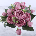 Ensemble de 9 pivoines en soie, tiges artificielles de 12 pouces en douze couleurs