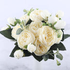 Ensemble de 9 pivoines en soie, tiges artificielles de 12 pouces en douze couleurs