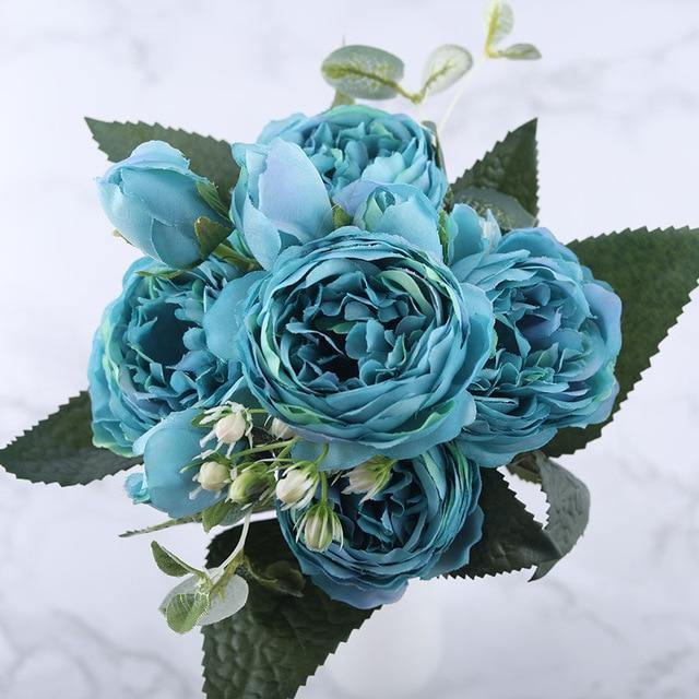 Ensemble de 9 pivoines en soie, tiges artificielles de 12 pouces en douze couleurs