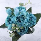 Ensemble de 9 pivoines en soie, tiges artificielles de 12 pouces en douze couleurs