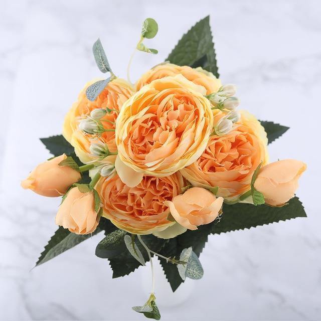 Ensemble de 9 pivoines en soie, tiges artificielles de 12 pouces en douze couleurs