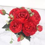 Ensemble de 9 pivoines en soie, tiges artificielles de 12 pouces en douze couleurs