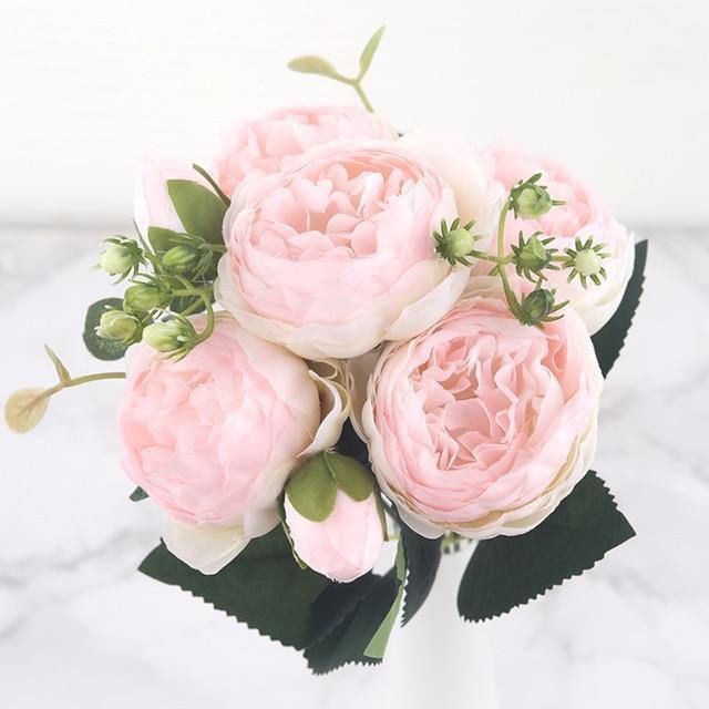 Ensemble de 9 pivoines en soie, tiges artificielles de 12 pouces en douze couleurs