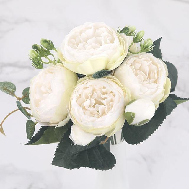 Ensemble de 9 pivoines en soie, tiges artificielles de 12 pouces en douze couleurs
