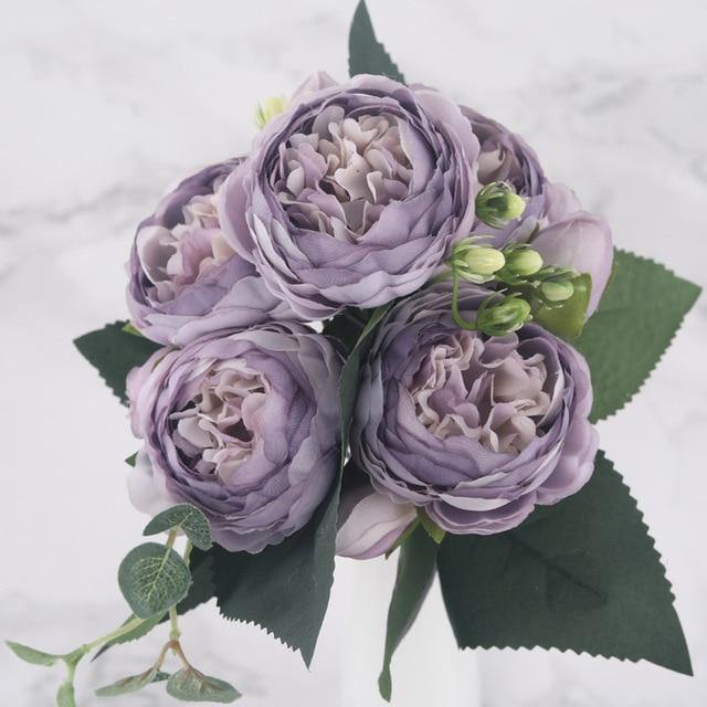Ensemble de 9 pivoines en soie, tiges artificielles de 12 pouces en douze couleurs