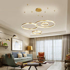 LuxeGlow Circular Ring Chandelier, Aluminium, 2 to 4 Rings, 3 Finishes