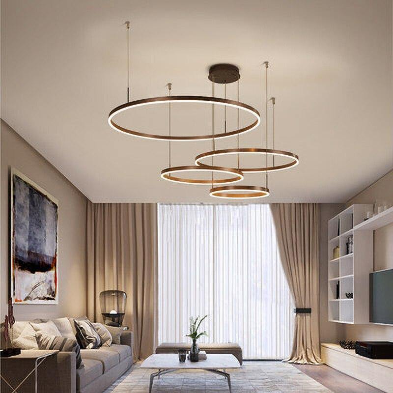 LuxeGlow Circular Ring Chandelier, Aluminium, 2 to 4 Rings, 3 Finishes