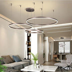 LuxeGlow Circular Ring Chandelier, Aluminium, 2 to 4 Rings, 3 Finishes