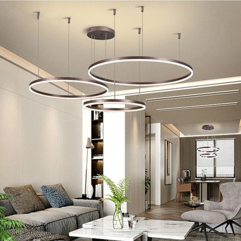 LuxeGlow Circular Ring Chandelier, Aluminium, 2 to 4 Rings, 3 Finishes