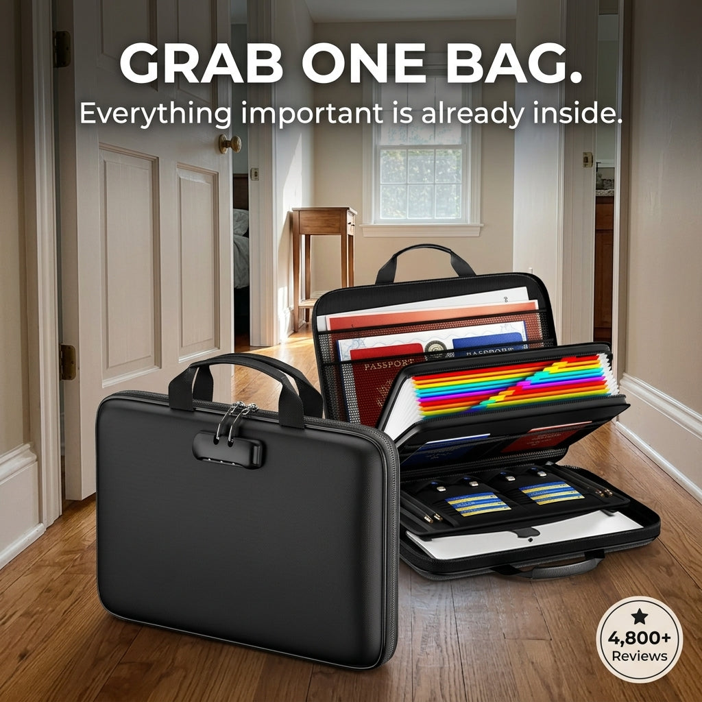 Fireproof & Waterproof Document Organizer – Grab-and-Go Emergency File Case | Fioriscas