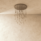 AquaLume regendruppel glazen kroonluchter met onderwatergloed en metalen frame