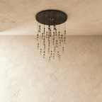 AquaLume regendruppel glazen kroonluchter met onderwatergloed en metalen frame