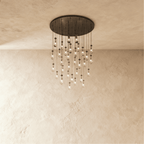 AquaLume regendruppel glazen kroonluchter met onderwatergloed en metalen frame