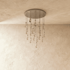 AquaLume regendruppel glazen kroonluchter met onderwatergloed en metalen frame