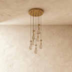 AquaLume regendruppel glazen kroonluchter met onderwatergloed en metalen frame
