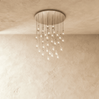 AquaLume regendruppel glazen kroonluchter met onderwatergloed en metalen frame