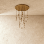 AquaLume regendruppel glazen kroonluchter met onderwatergloed en metalen frame