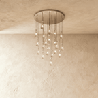 AquaLume regendruppel glazen kroonluchter met onderwatergloed en metalen frame