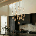 AquaLume regendruppel glazen kroonluchter met onderwatergloed en metalen frame