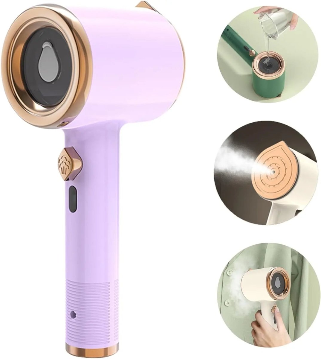 Vaporizador portátil de roupa com placa de titânio e depósito de água de 50ml - Fioriscas