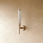 AuraLume gestructureerde cilindrische glazen kap wandlamp in messing of ijzer