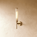 AuraLume gestructureerde cilindrische glazen kap wandlamp in messing of ijzer