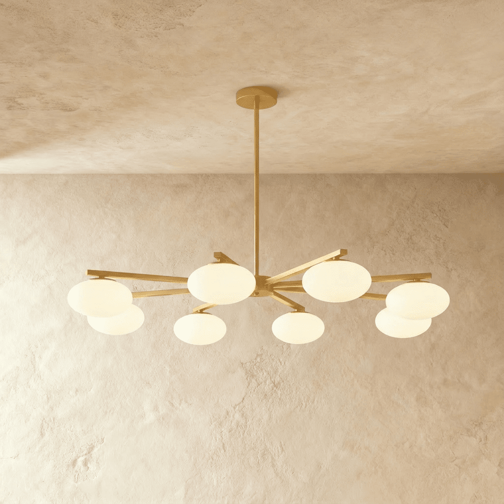 Lustr Aurora z měděného skla s sochařským minimalistickým svitem
