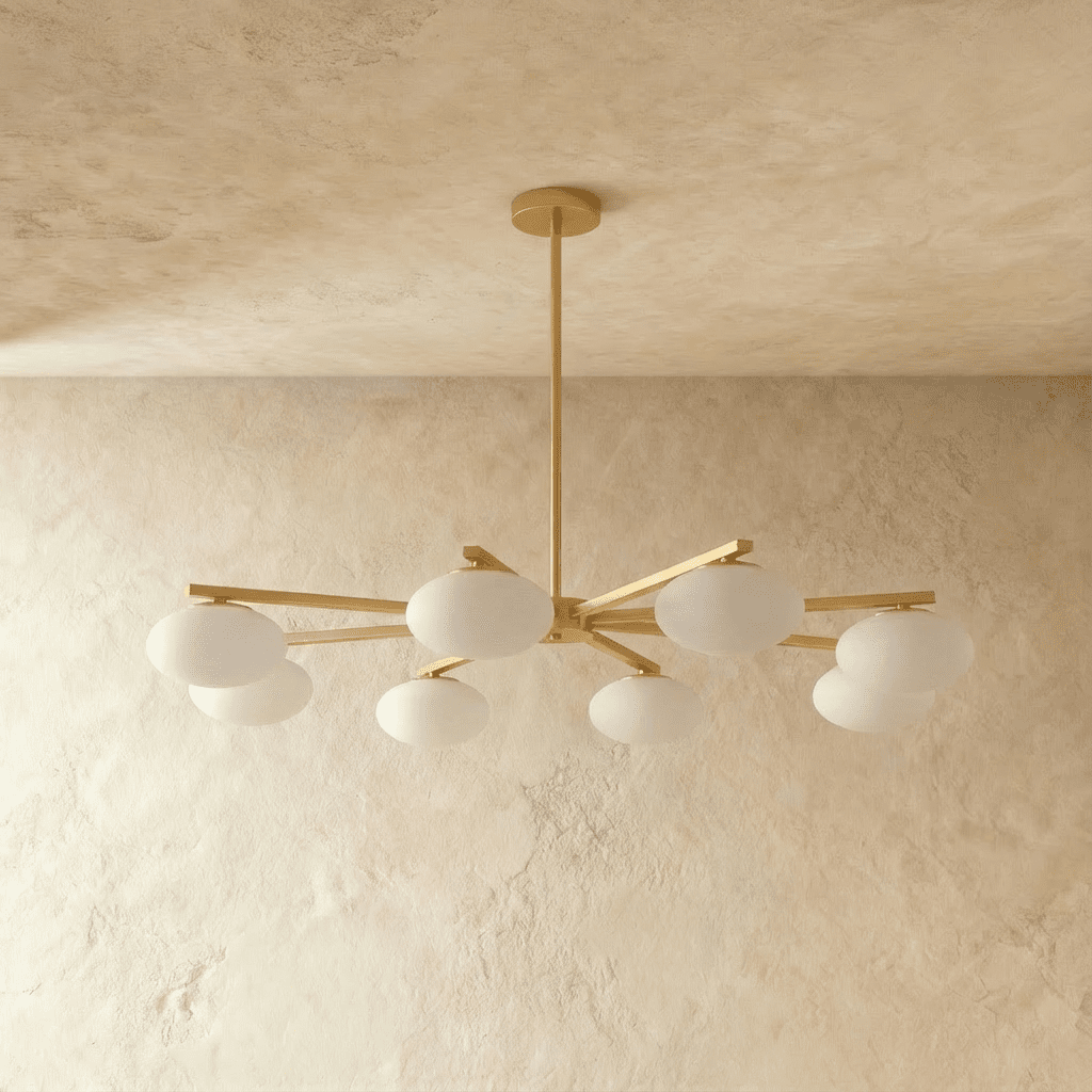 Lustr Aurora z měděného skla s sochařským minimalistickým svitem
