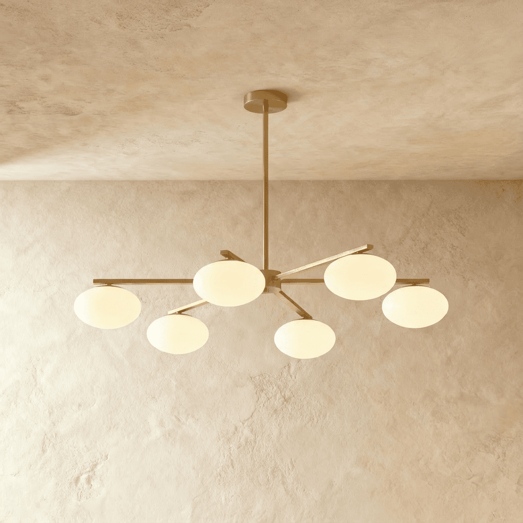 Lustr Aurora z měděného skla s sochařským minimalistickým svitem