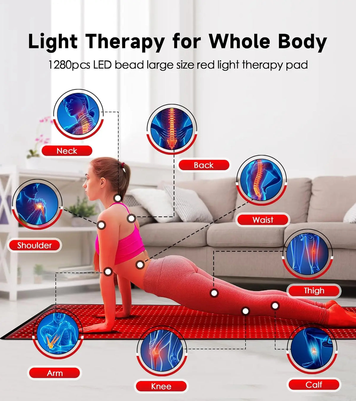 Red Light Therapy Mat With 1280 LED Beads 660nm And 850nm For Home Wellness | Fioriscas