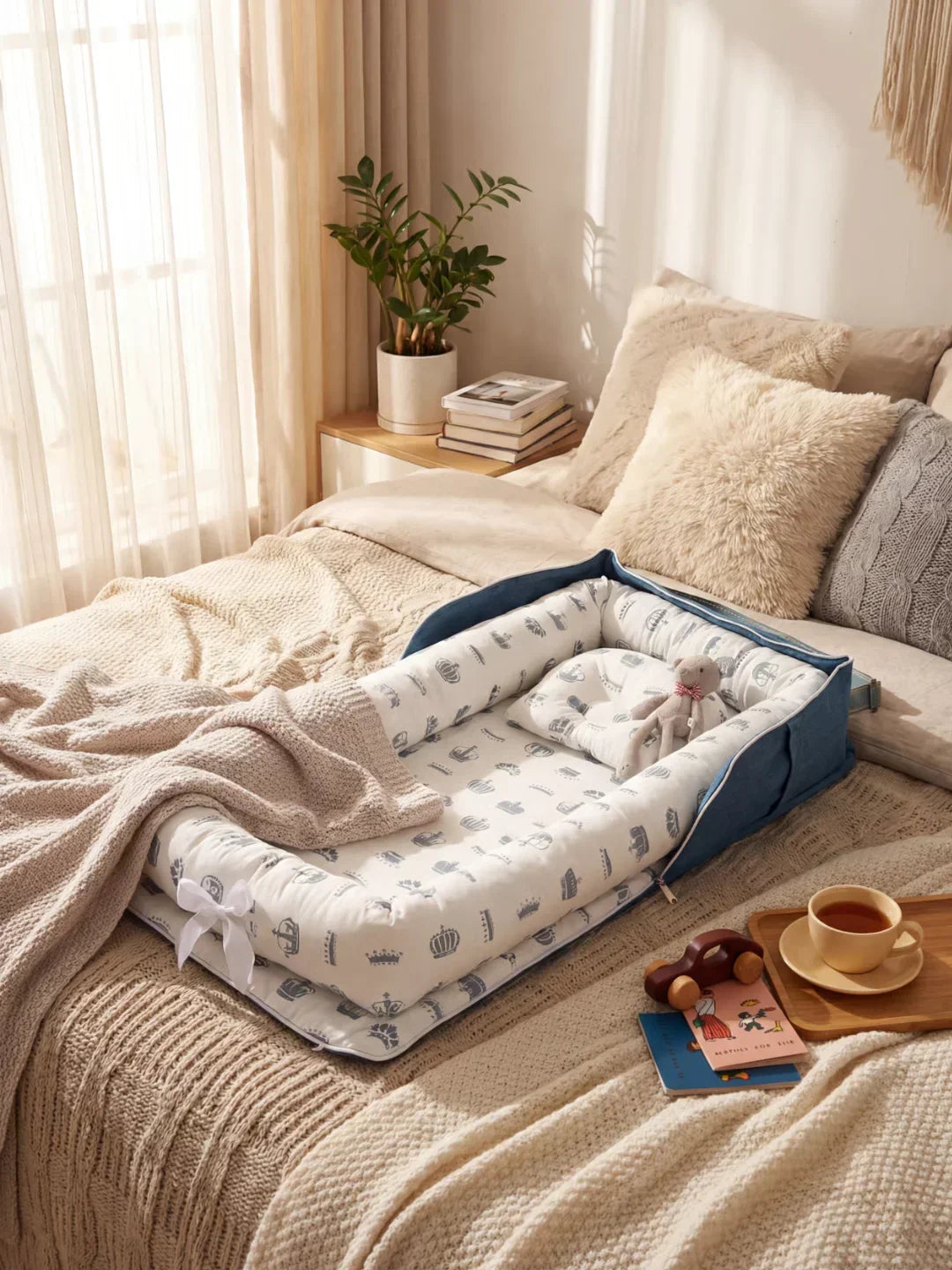 Nid portable en coton pour bébé avec housse lavable | Fioriscas