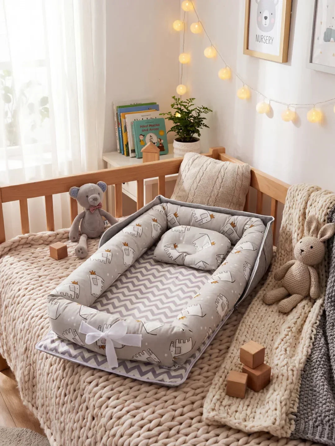 Nid portable en coton pour bébé avec housse lavable | Fioriscas