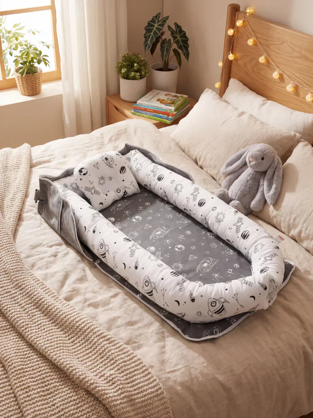 Nid portable en coton pour bébé avec housse lavable | Fioriscas