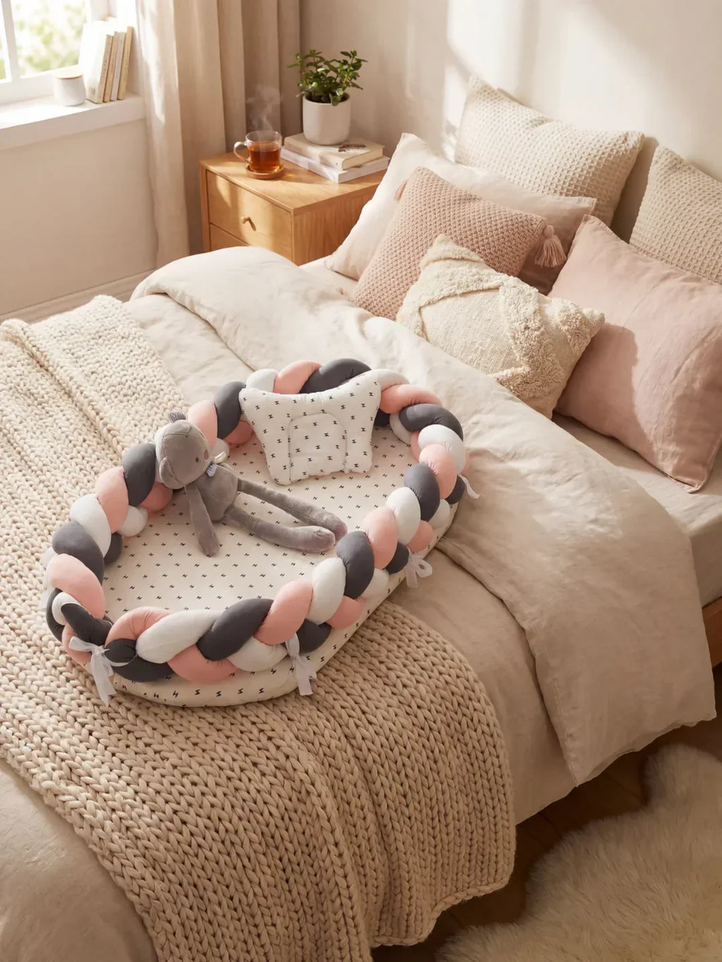 Breathable Bionic Baby Nest with Braided Bumper | Fioriscas