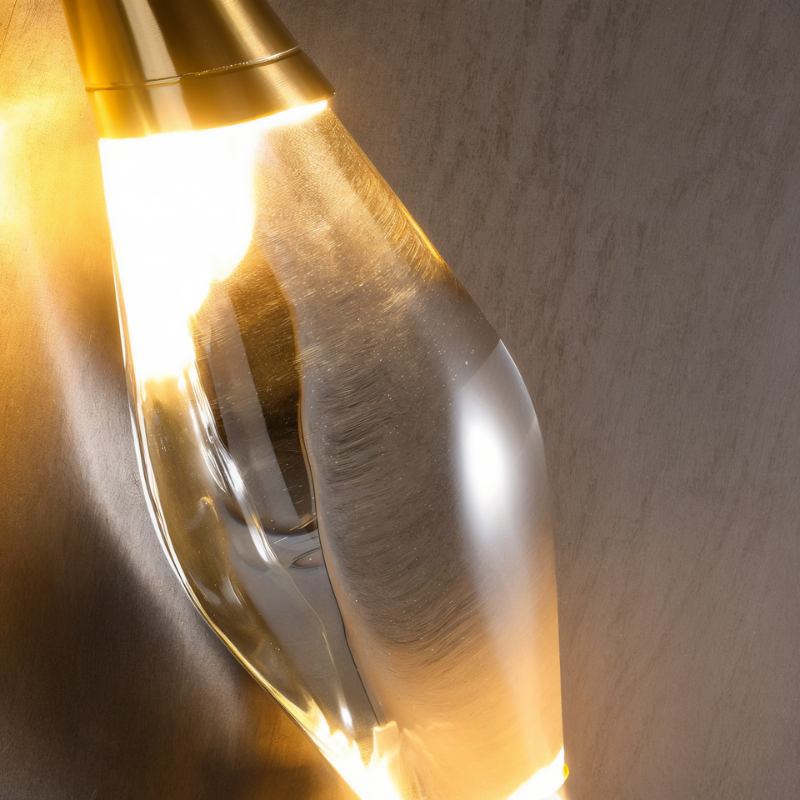 Nástěnná lampa Lumencrest v kartáčovaném zlatě s krystalovým kapkovým závěsem a integrovanými LED