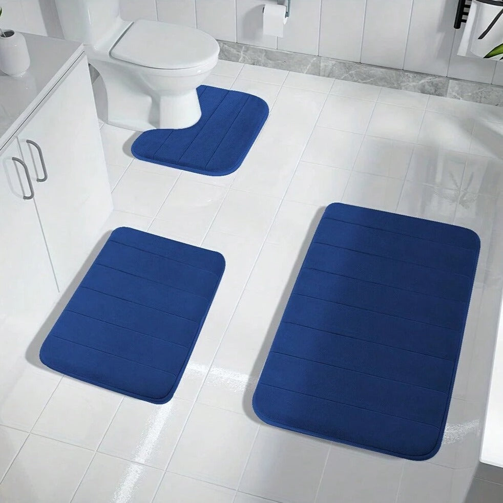 3-Piece Non-Slip Bath Set, Memory Foam Mats with Grip Backing