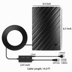 אנטנת טלוויזיה פנימית לטווח ארוך עבור 4K HDTV, עד 600 מייל