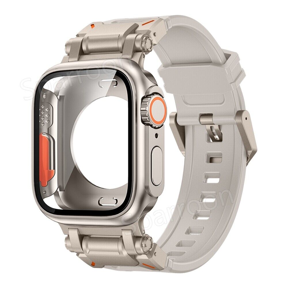 Rovelo Metal Ultra-Style-fodral och fluoroarmbandsset, Apple Watch Series 4-9 & SE